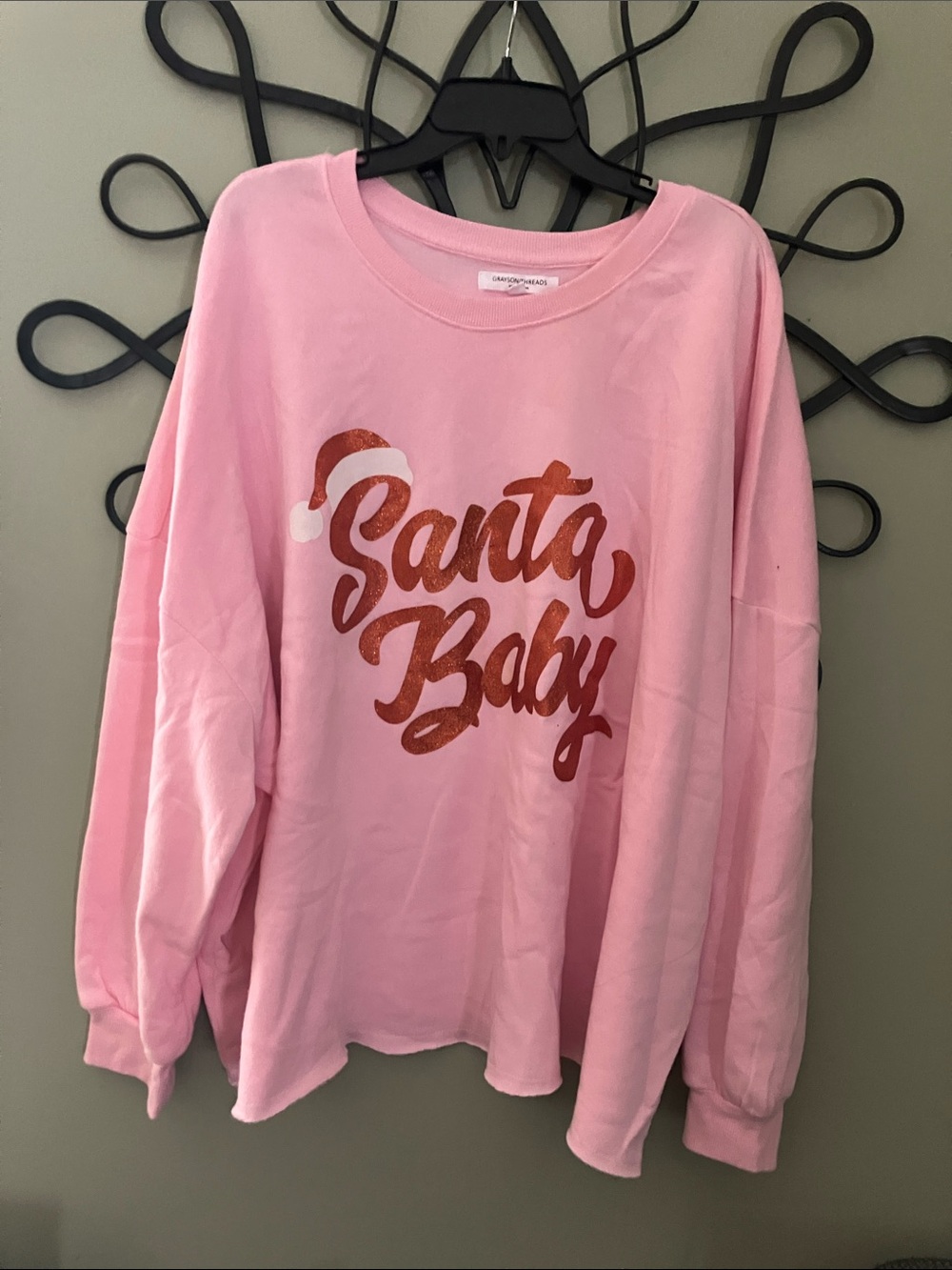 Grayson Threads Pink Holiday 'Santa Baby' Sparkle Sweatshirt